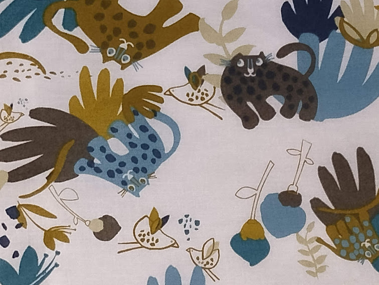 Bomuldsstof sjove dyr blå - OEKO-TEX - Billede 2