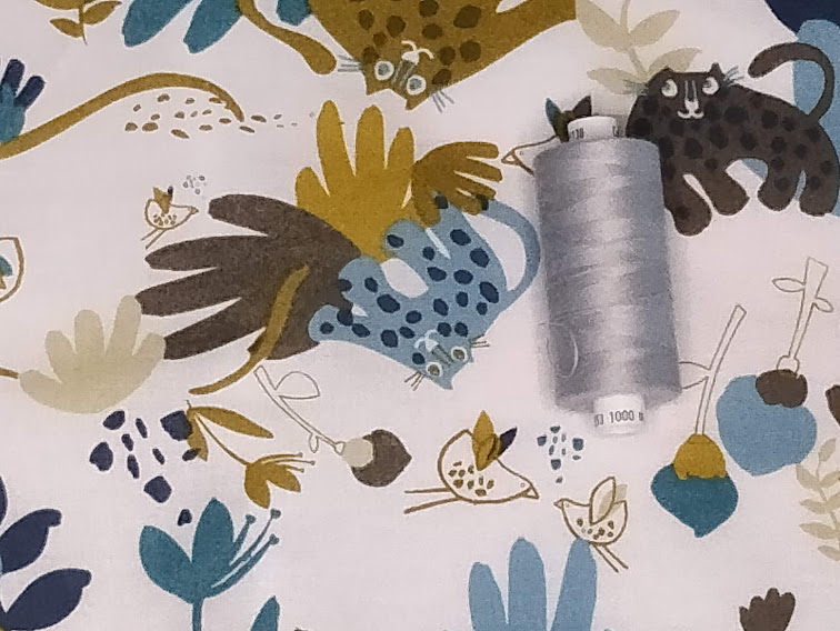 Bomuldsstof sjove dyr blå - OEKO-TEX - Billede 3