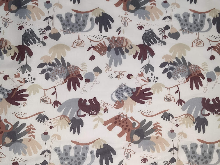 Bomuldsstof med sjove dyr rosa nuancer - OEKO-TEX