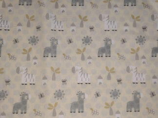 Bomulds stof lysegult med søde dyr.