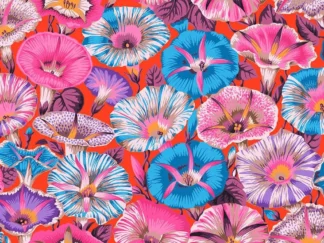 Fat quarter stof til eks. patchwork med snerleblomster i pink og turkis nuancer. Designer Philip Jacobs for Kaffe Fasset Collectives