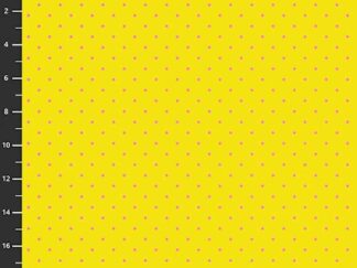 Gul med pink prik stof, fra Tula Pink kollektionen True Colors Tiny - Flare